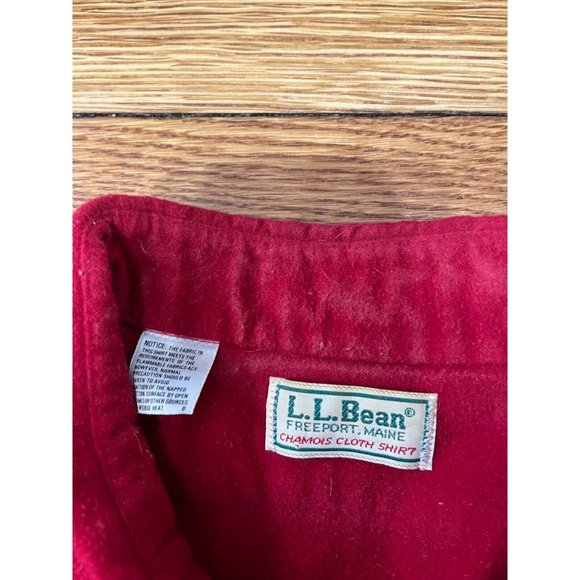 Vintage L.L. Bean Chamois Cloth Button Down Shirt Mens Size 19 Red Made in USA - Picture 2 of 5